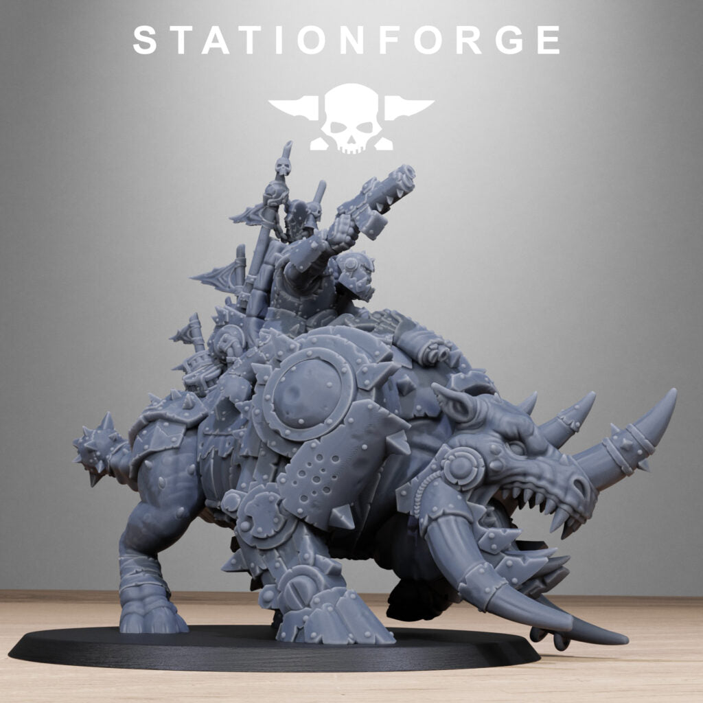 Orks Brast Rider Warlord, proxy miniature, vehicle, 28mm heroic scale unpainted resin, view 6