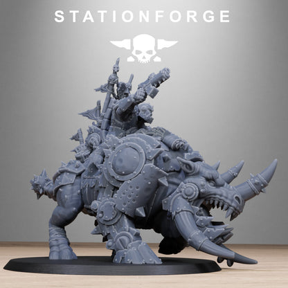 Orks Brast Rider Warlord, proxy miniature, vehicle, 28mm heroic scale unpainted resin, view 6