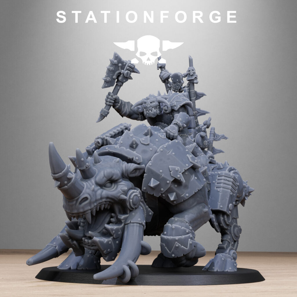 Orks Brast Rider Warlord, proxy miniature, vehicle, 28mm heroic scale unpainted resin, view 7