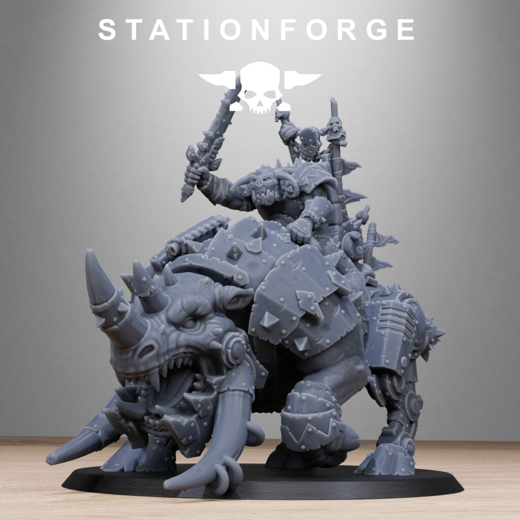 Orks Brast Rider Warlord, proxy miniature, vehicle, 28mm heroic scale unpainted resin, view 8