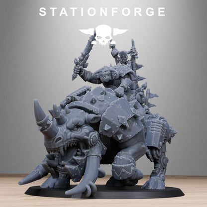Orks Brast Rider Warlord, proxy miniature, vehicle, 28mm heroic scale unpainted resin, view 8
