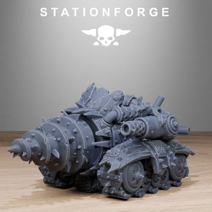 Orks Drill, proxy miniature, 28mm heroic scale unpainted resin, view 3