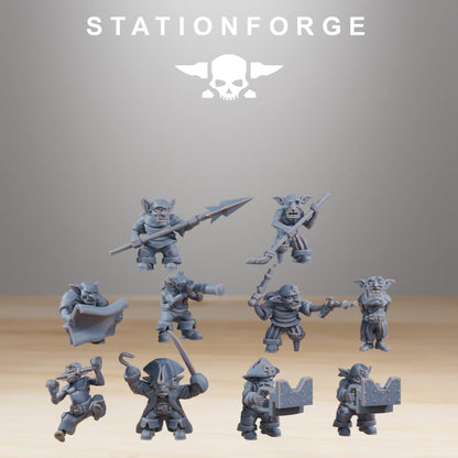 Orks Gobs Pearl Crew (10 Units), proxy miniature, squad, 28mm heroic scale unpainted resin, view 2