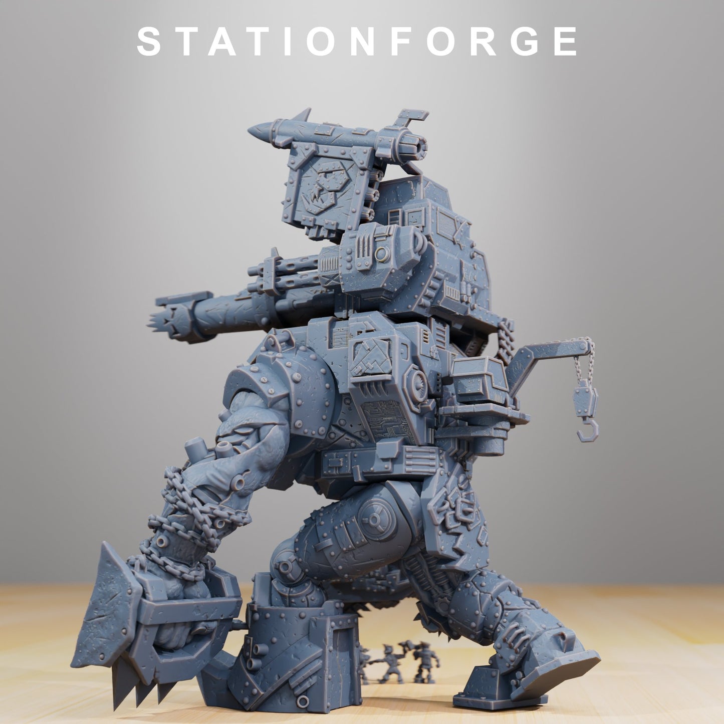 Orks Mega Steppa, proxy miniature, 28mm heroic scale unpainted resin, view 4