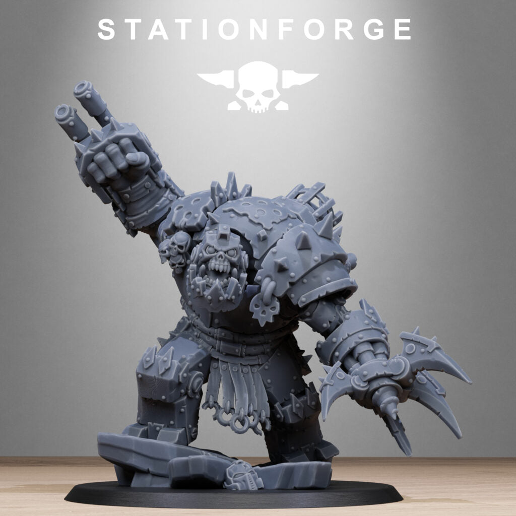Orks Metjaw Boss, proxy miniature, character, 28mm heroic scale unpainted resin, view 2