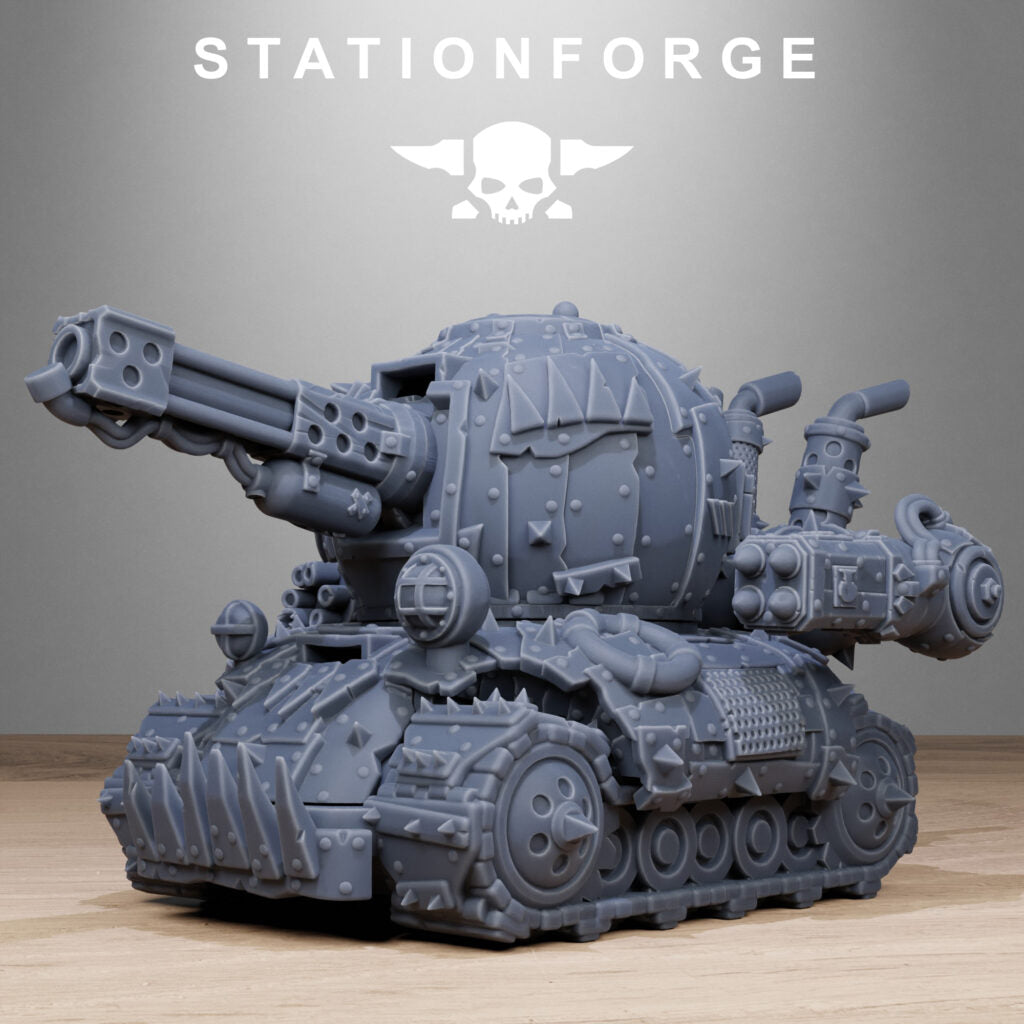 Orks Mini Tank, proxy miniature, 28mm heroic scale unpainted resin, view 3