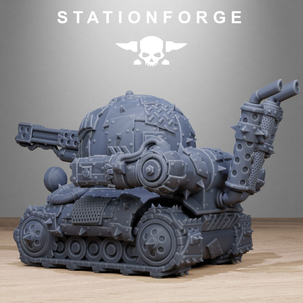 Orks Mini Tank, proxy miniature, 28mm heroic scale unpainted resin, view 4