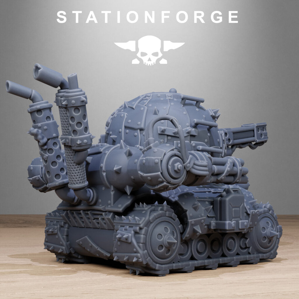 Orks Mini Tank, proxy miniature, 28mm heroic scale unpainted resin, view 6