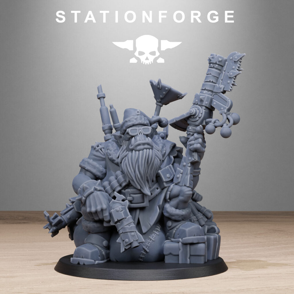 Orks Santa Chaos, proxy miniature, 28mm heroic scale unpainted resin, view 3