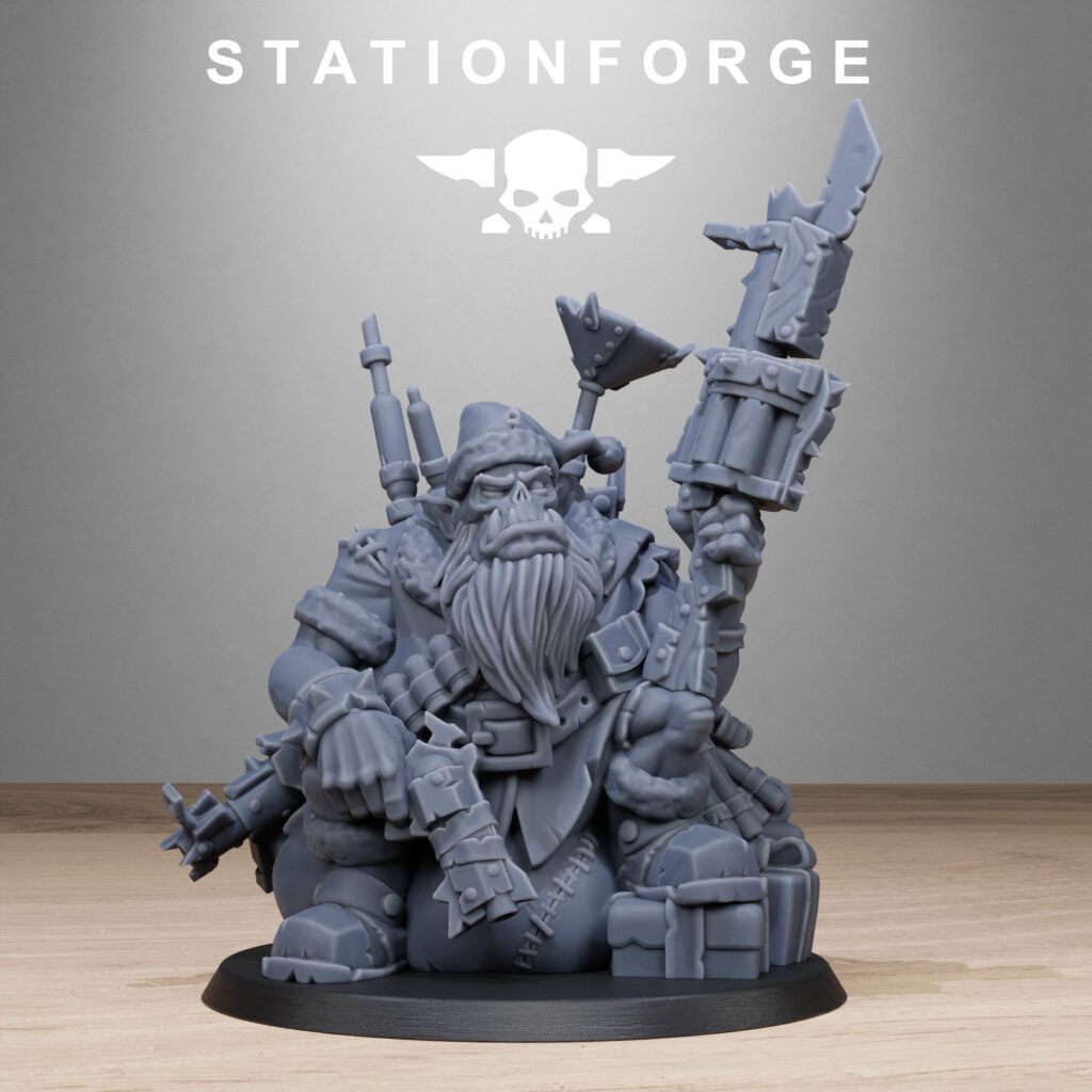 Orks Santa Chaos, proxy miniature, 28mm heroic scale unpainted resin, view 4