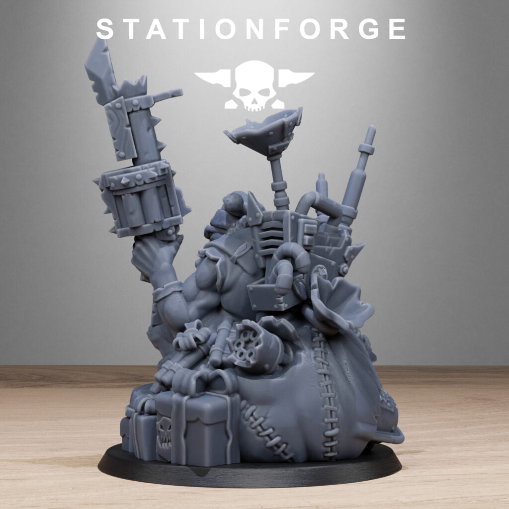 Orks Santa Chaos, proxy miniature, 28mm heroic scale unpainted resin, view 6