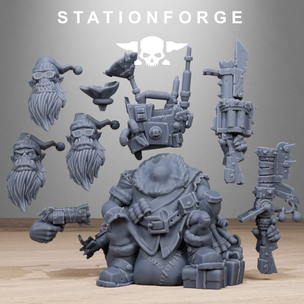 Orks Santa Chaos, proxy miniature, 28mm heroic scale unpainted resin, view 10