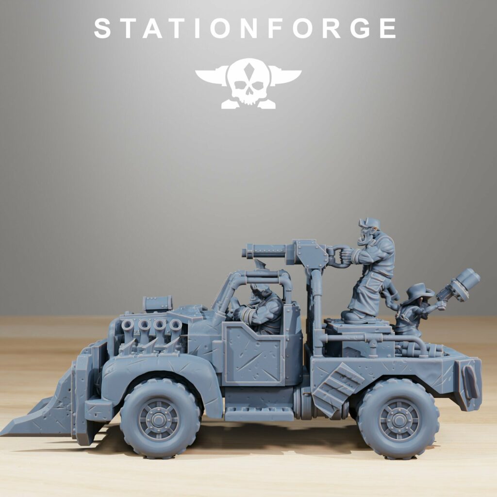 Orks Truck, proxy miniature, vehicle, 28mm heroic scale unpainted resin, view 3
