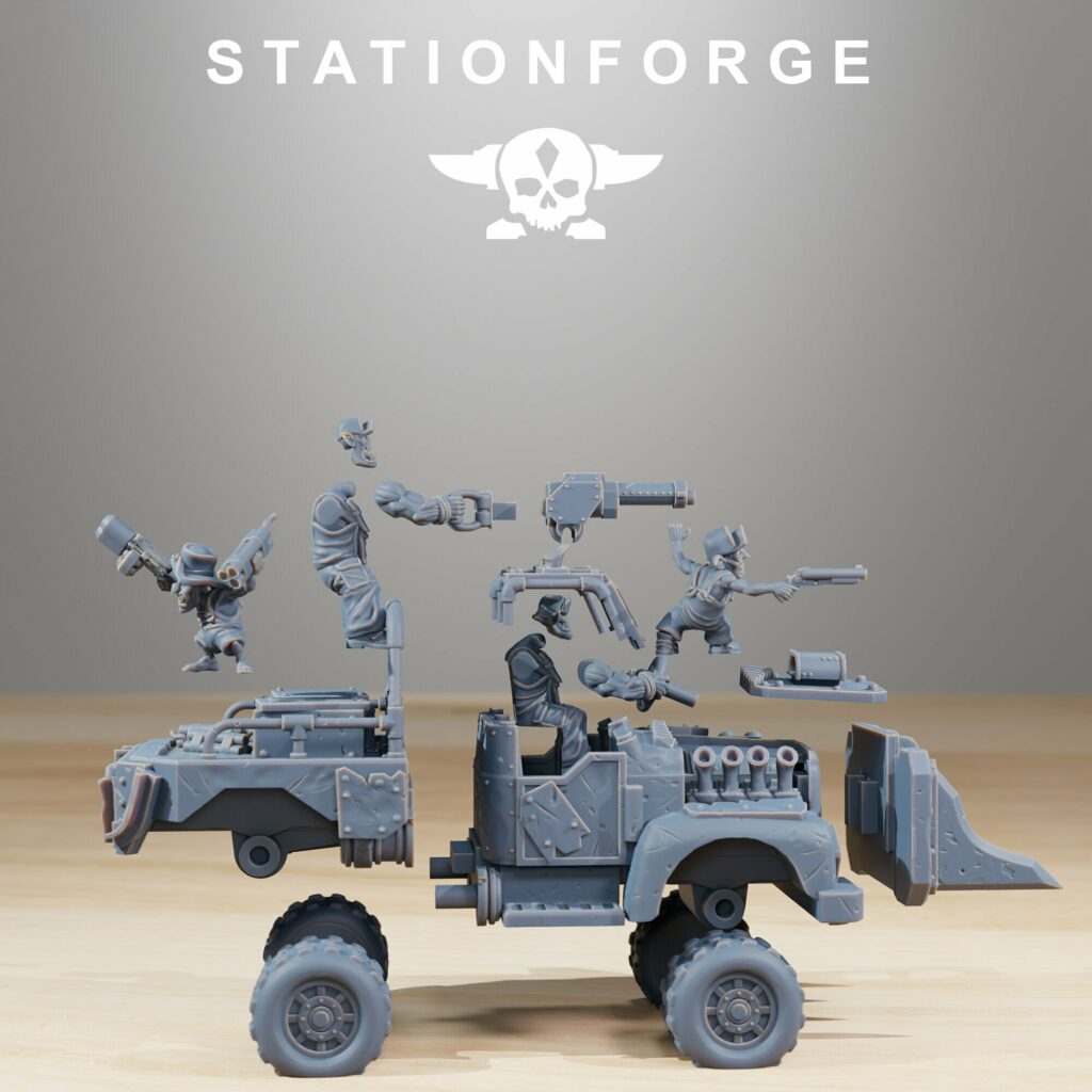 Orks Truck, proxy miniature, vehicle, 28mm heroic scale unpainted resin, view 4