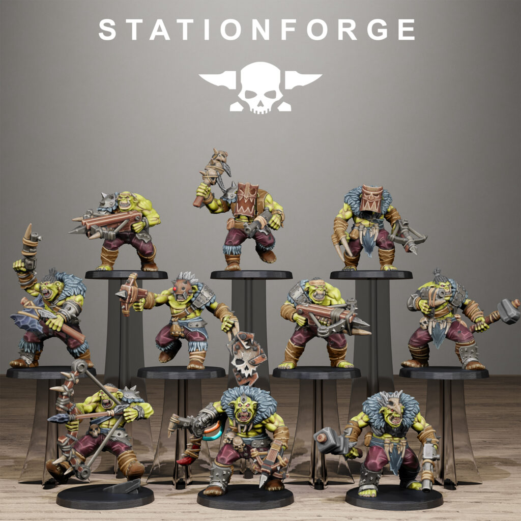 Orks Wild Squad, proxy miniature, 28mm heroic scale unpainted resin
