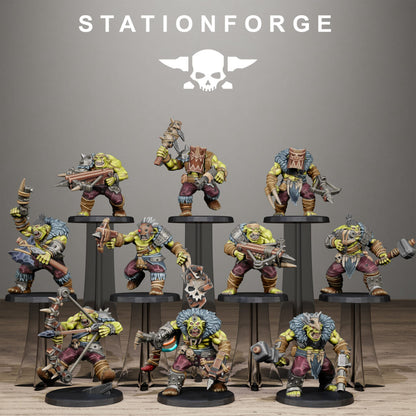Orks Wild Squad, proxy miniature, 28mm heroic scale unpainted resin