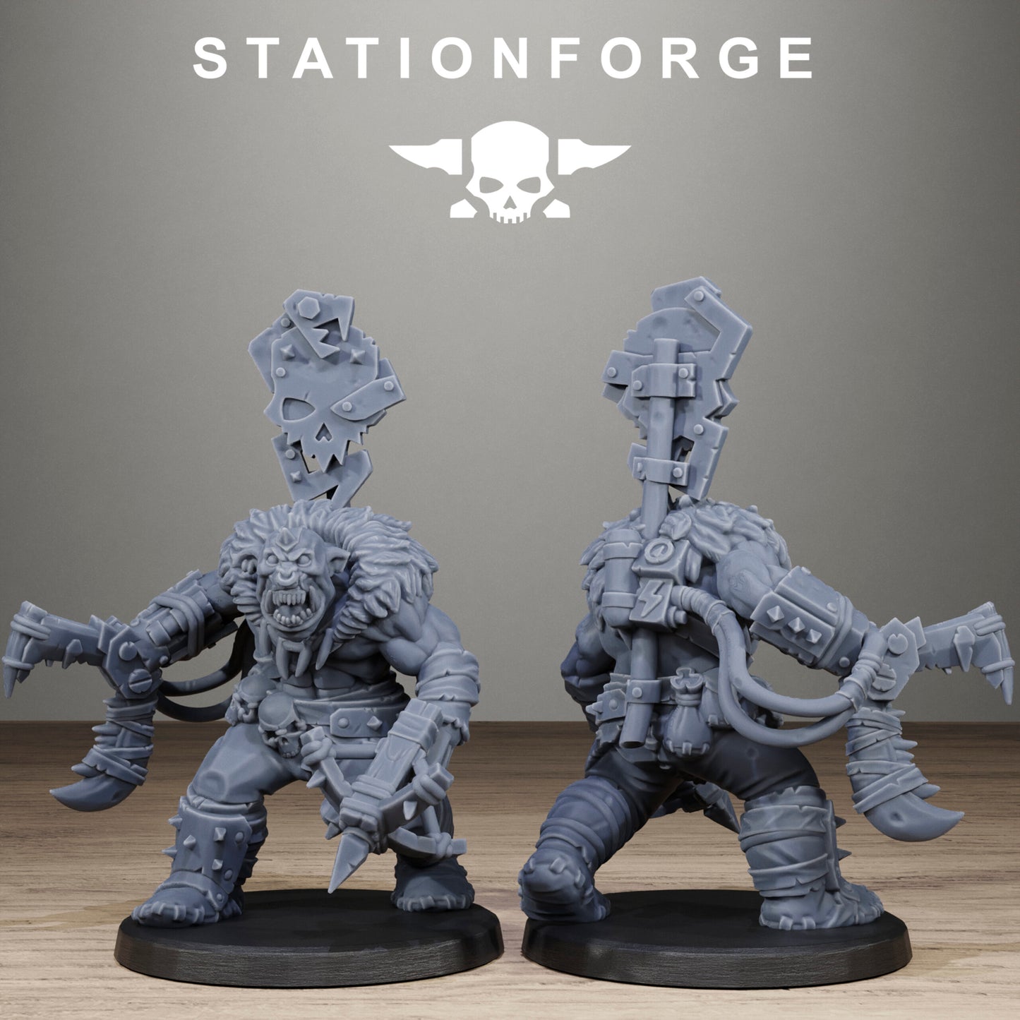 Orks Wild Squad, proxy miniature, 28mm heroic scale unpainted resin, view 3