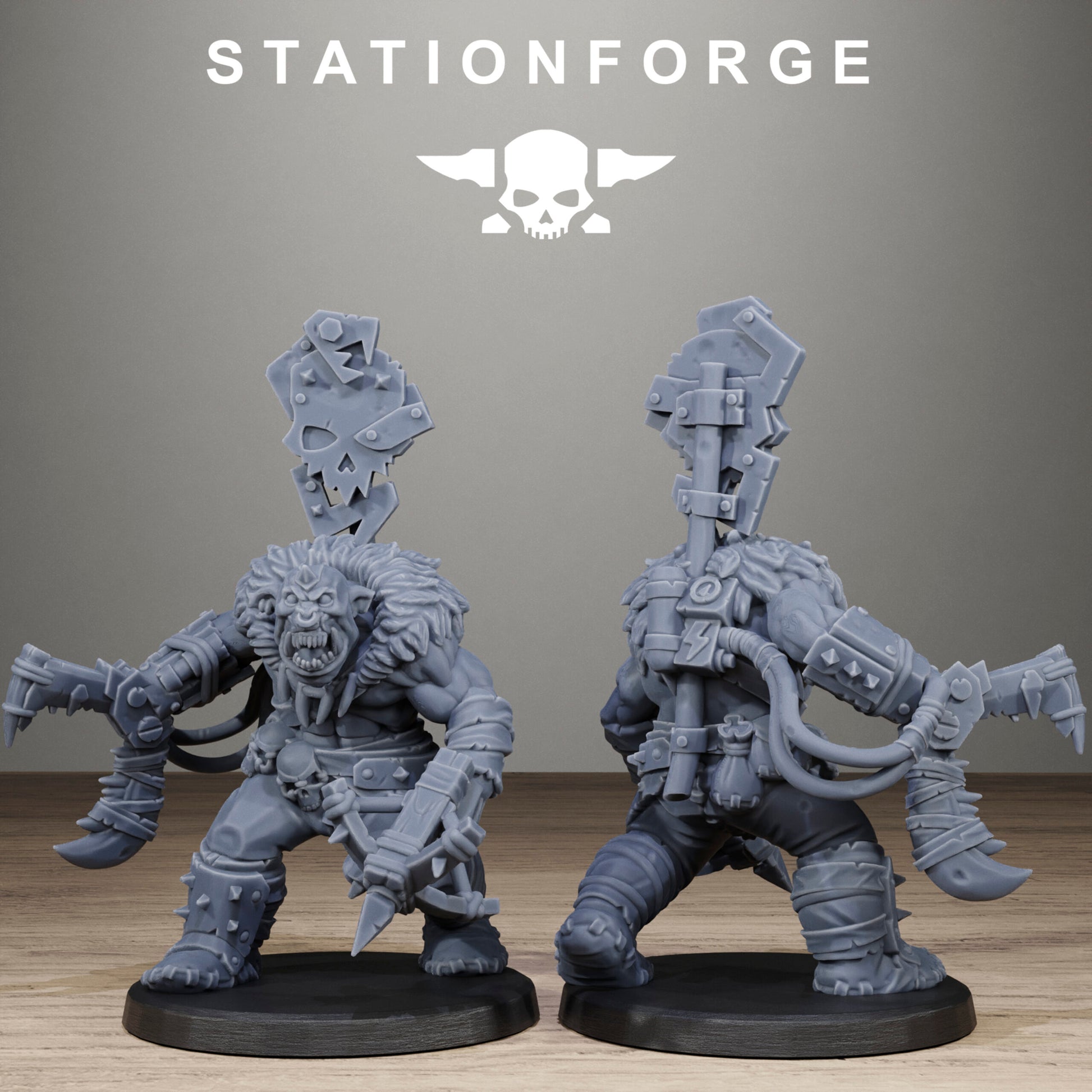 Orks Wild Squad, proxy miniature, 28mm heroic scale unpainted resin, view 3