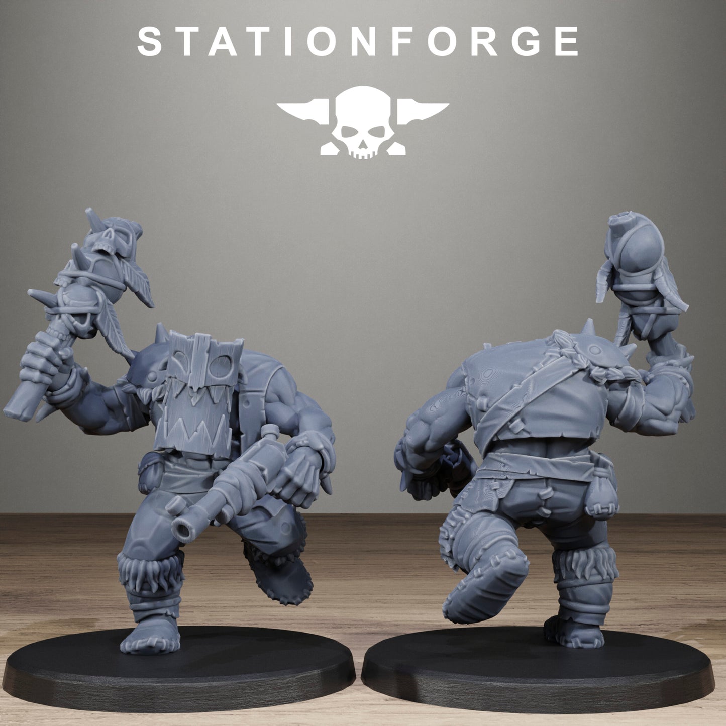 Orks Wild Squad, proxy miniature, 28mm heroic scale unpainted resin, view 6