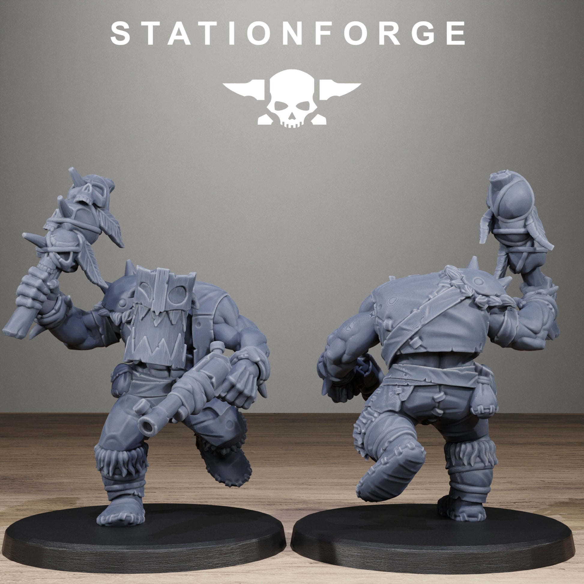 Orks Wild Squad, proxy miniature, 28mm heroic scale unpainted resin, view 6