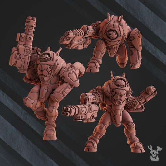 Tuai Cyber Ghosts Squad, proxy miniature, 28mm heroic scale unpainted resin