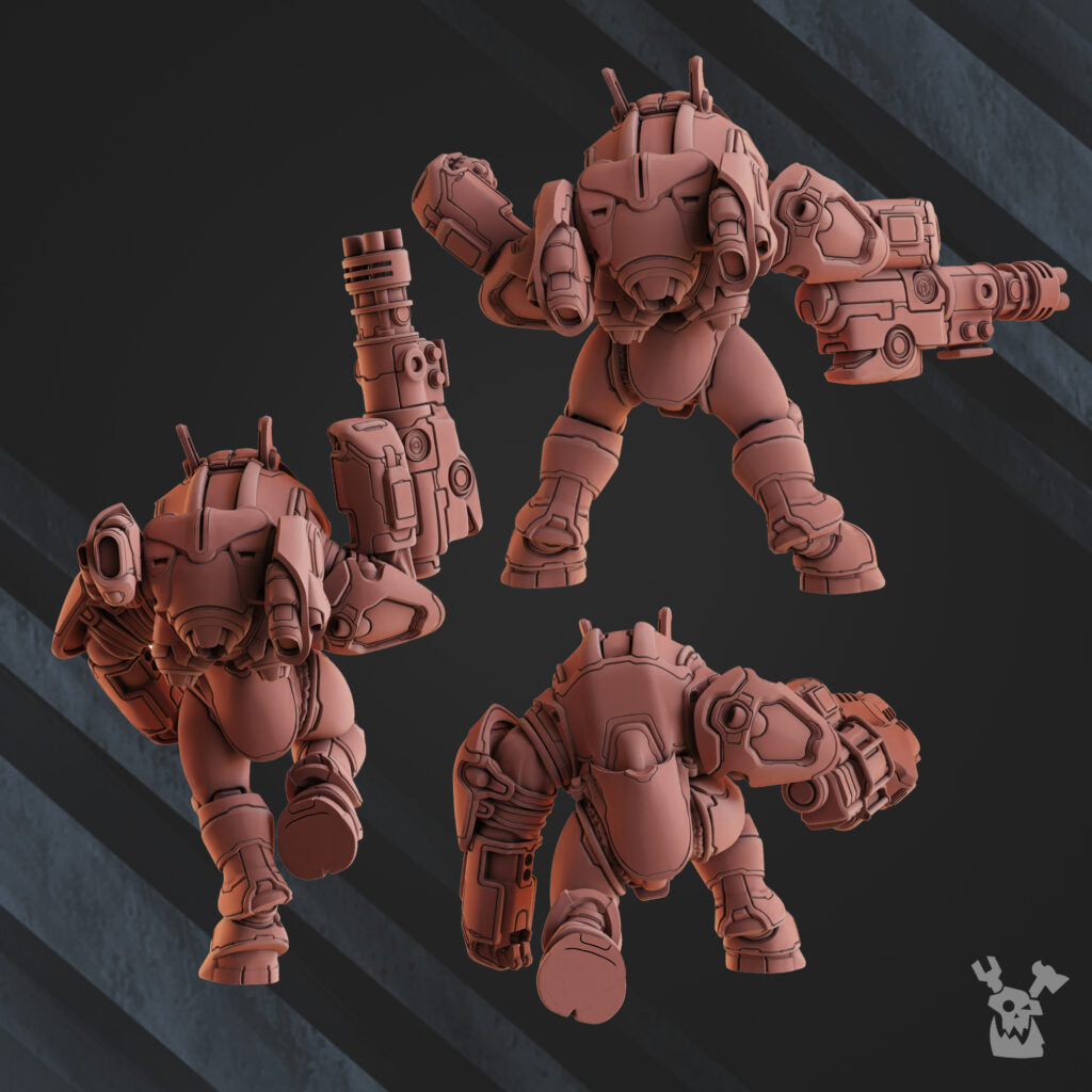 Tuai Cyber Ghosts Squad, proxy miniature, 28mm heroic scale unpainted resin, view 2