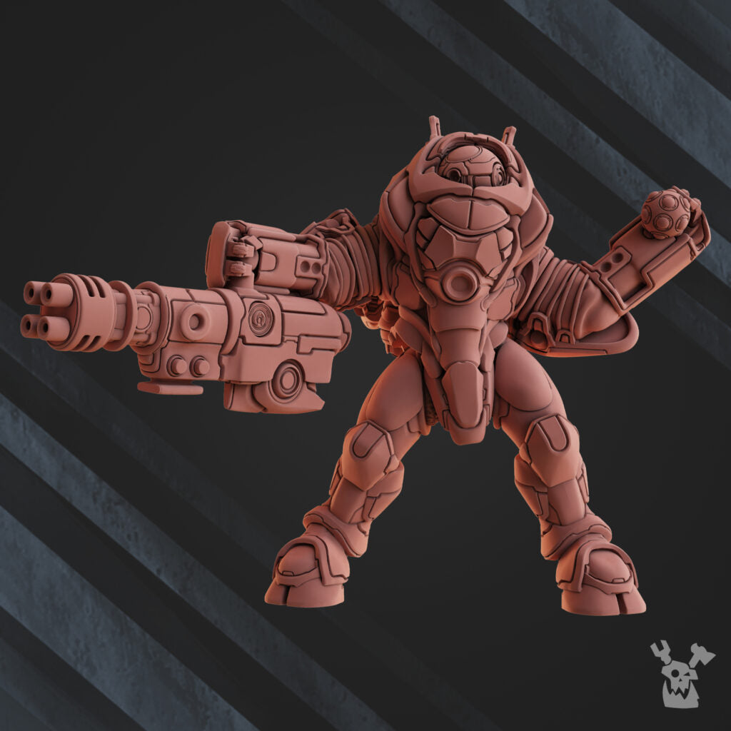 Tuai Cyber Ghosts Squad, proxy miniature, 28mm heroic scale unpainted resin, view 3