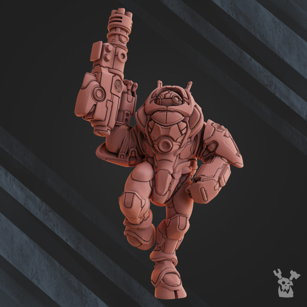 Tuai Cyber Ghosts Squad, proxy miniature, 28mm heroic scale unpainted resin, view 4