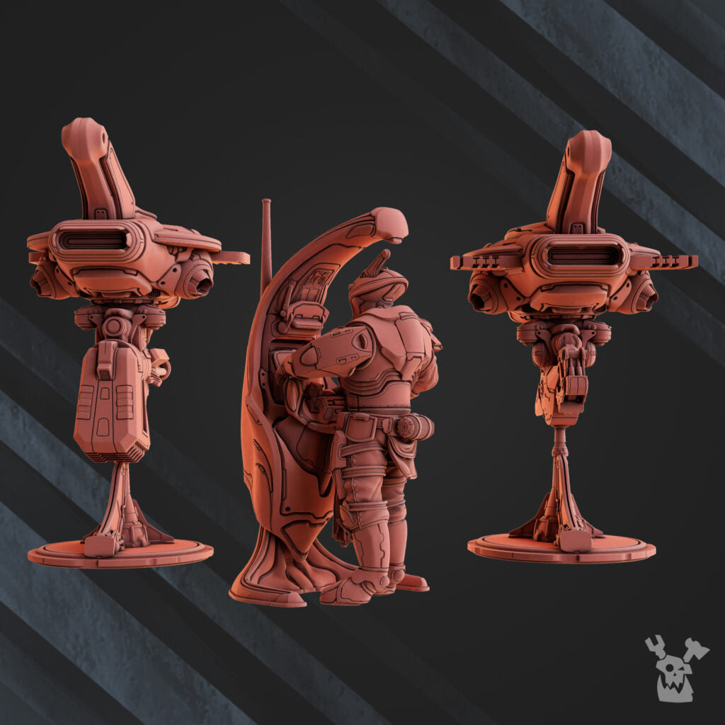 Tuai Drone Controller, proxy miniature, monster, 28mm heroic scale unpainted resin, view 2