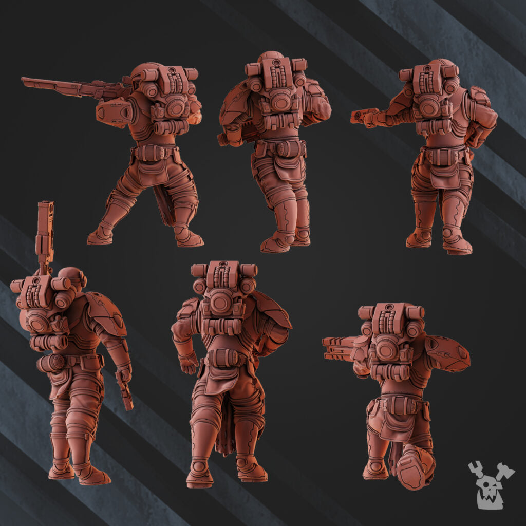 Tuai Operations Team, proxy miniature, squad, 28mm heroic scale unpainted resin, view 2