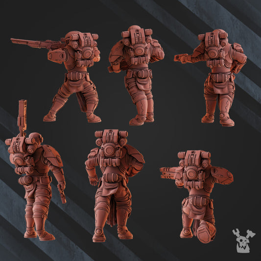 Tuai Operations Team, proxy miniature, squad, 28mm heroic scale unpainted resin, view 2