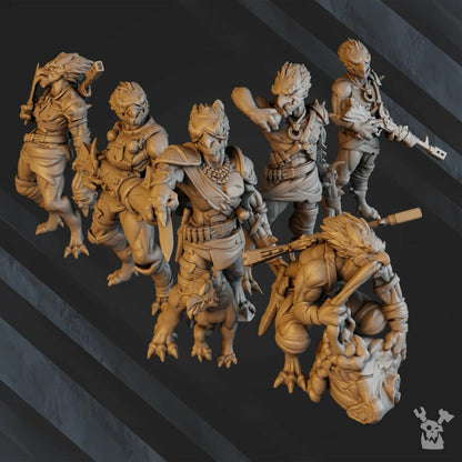 Tuai Anunnaki Tribe Hunters (10 Units), proxy miniature, squad, 28mm heroic scale unpainted resin