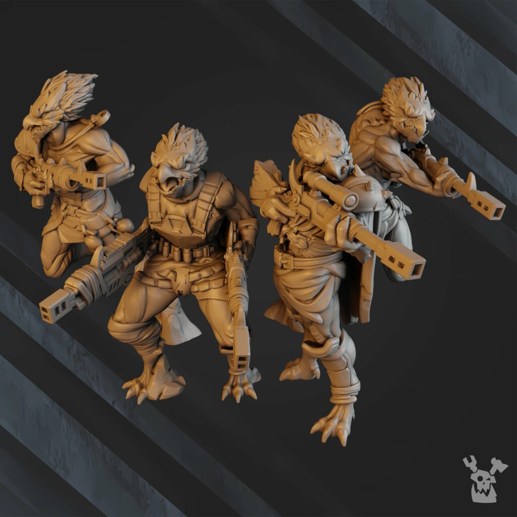 Tuai Anunnaki Tribe Hunters (10 Units), proxy miniature, squad, 28mm heroic scale unpainted resin, view 2