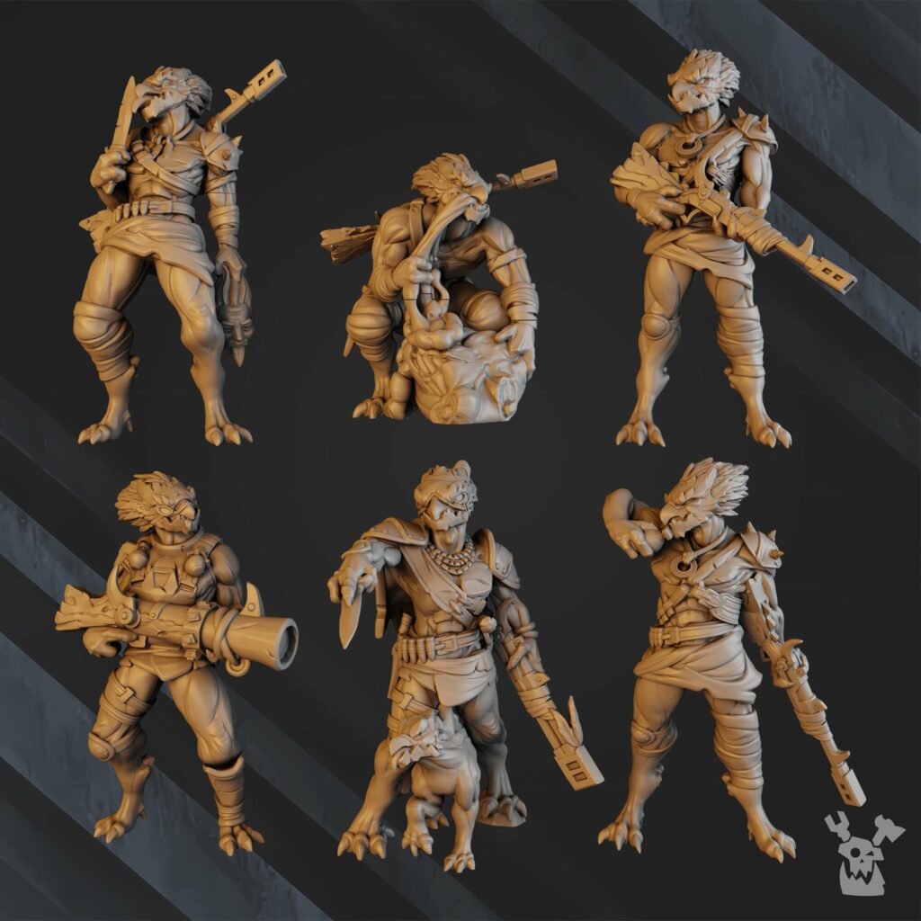 Tuai Anunnaki Tribe Hunters (10 Units), proxy miniature, squad, 28mm heroic scale unpainted resin, view 3