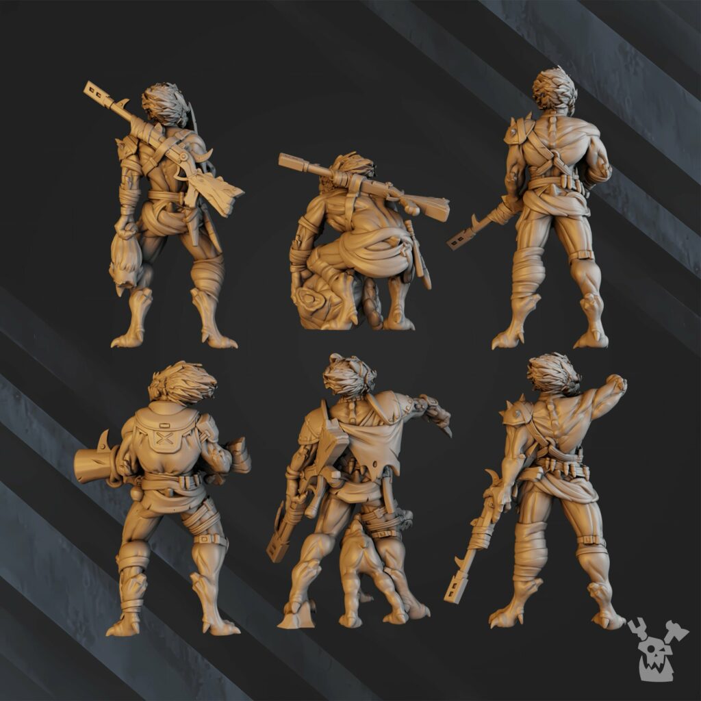 Tuai Anunnaki Tribe Hunters (10 Units), proxy miniature, squad, 28mm heroic scale unpainted resin, view 4
