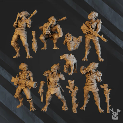 Tuai Anunnaki Tribe Hunters (10 Units), proxy miniature, squad, 28mm heroic scale unpainted resin, view 7