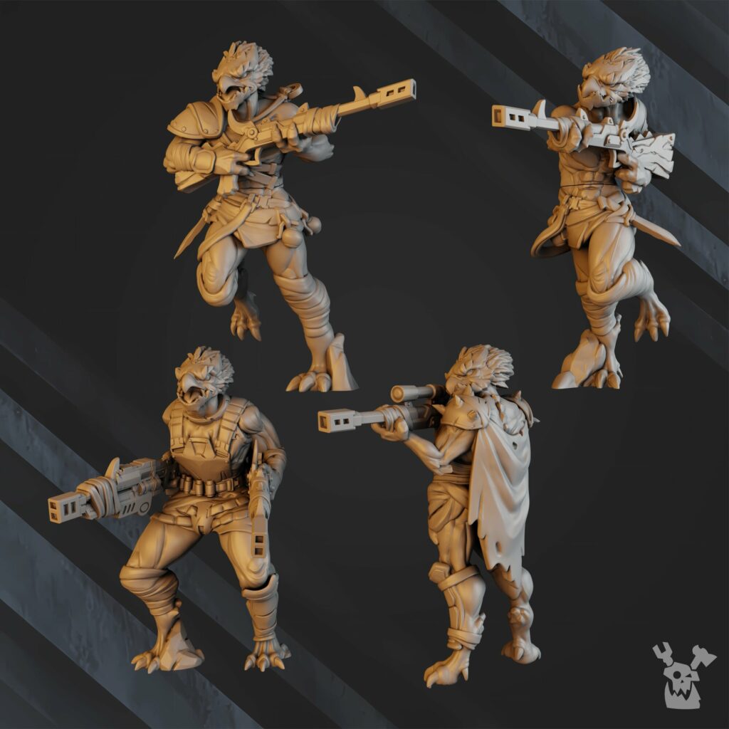 Tuai Anunnaki Tribe Hunters (10 Units), proxy miniature, squad, 28mm heroic scale unpainted resin, view 8
