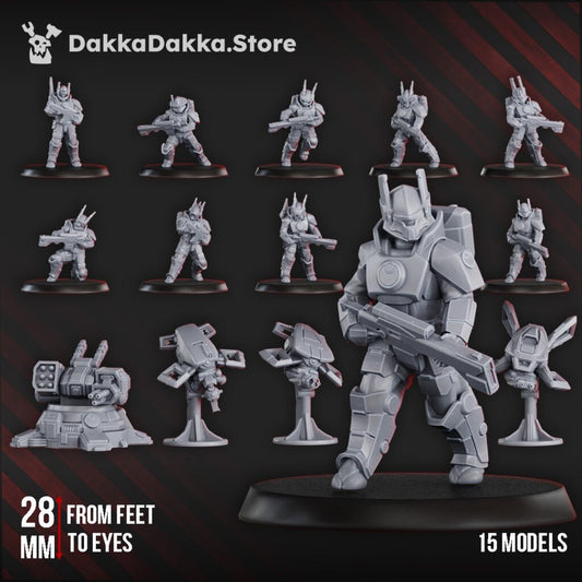 Tuai Assault Team V1, proxy miniature, squad, 28mm heroic scale unpainted resin, view 2