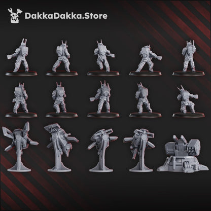 Tuai Assault Team V1, proxy miniature, squad, 28mm heroic scale unpainted resin, view 3