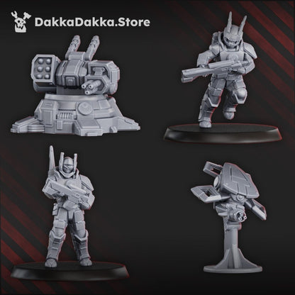 Tuai Assault Team V1, proxy miniature, squad, 28mm heroic scale unpainted resin, view 6