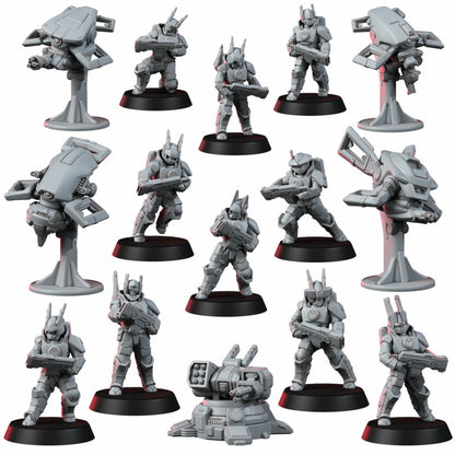 Tuai Assault Team V2, proxy miniature, squad, 28mm heroic scale unpainted resin