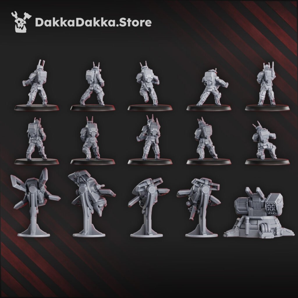 Tuai Assault Team V2, proxy miniature, squad, 28mm heroic scale unpainted resin, view 3