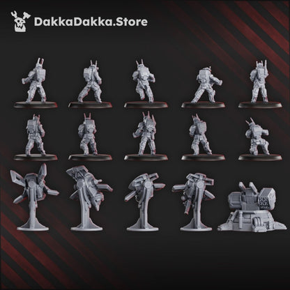 Tuai Assault Team V2, proxy miniature, squad, 28mm heroic scale unpainted resin, view 3