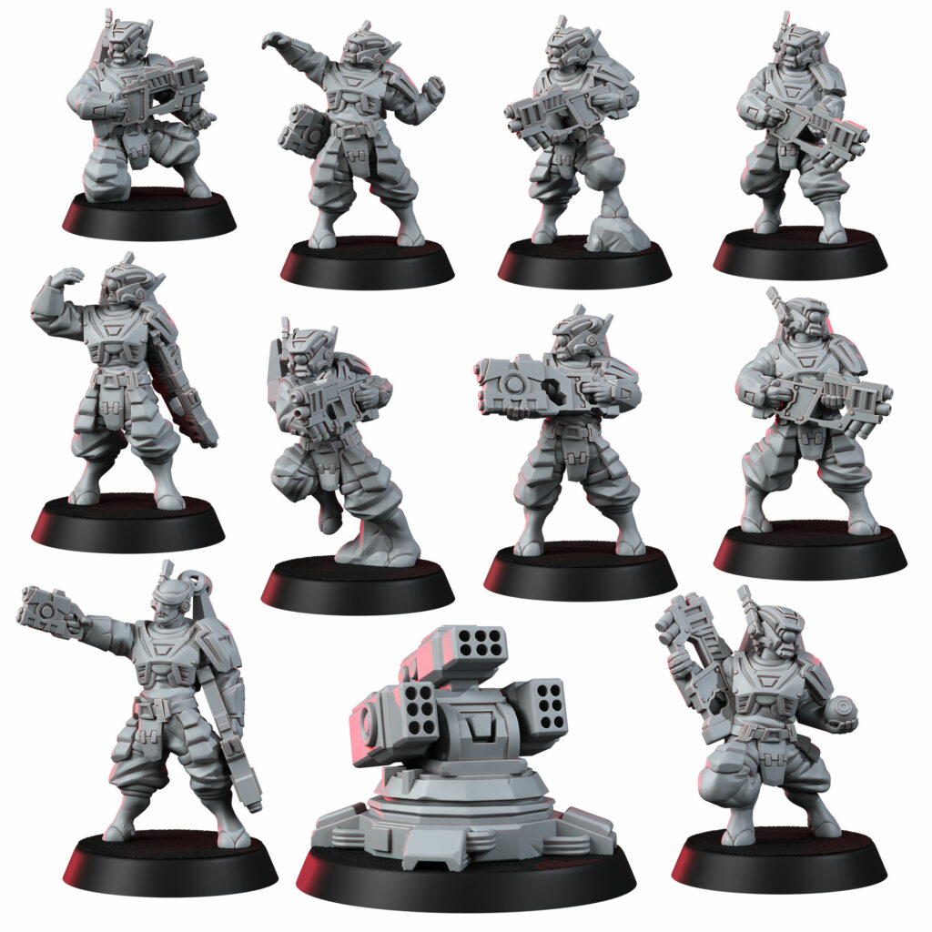 Tuai Breakout Team, proxy miniature, squad, 28mm heroic scale unpainted resin