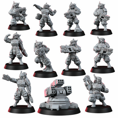 Tuai Breakout Team, proxy miniature, squad, 28mm heroic scale unpainted resin