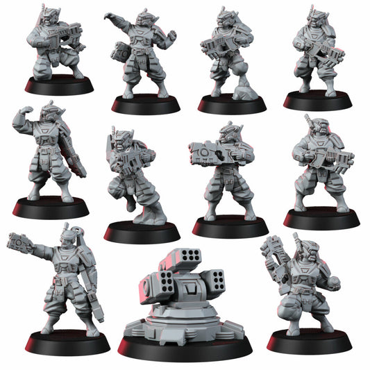 Tuai Breakout Team, proxy miniature, squad, 28mm heroic scale unpainted resin