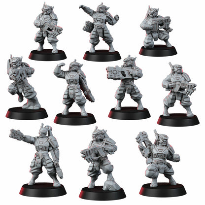 Tuai Breakout Team, proxy miniature, squad, 28mm heroic scale unpainted resin, view 3