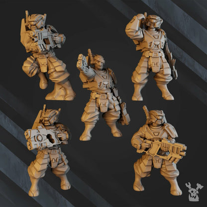 Tuai Breakout Team, proxy miniature, squad, 28mm heroic scale unpainted resin, view 4