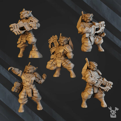 Tuai Breakout Team, proxy miniature, squad, 28mm heroic scale unpainted resin, view 7