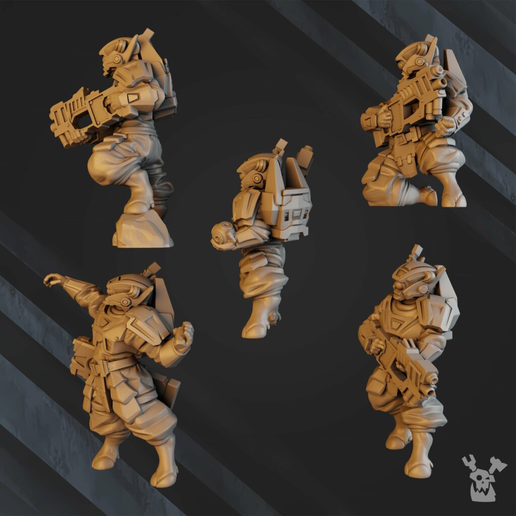 Tuai Breakout Team, proxy miniature, squad, 28mm heroic scale unpainted resin, view 8